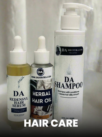 DA Hair Care Trio - Redensyl Hair Serum, Herbal Hair Oil And Shampoo For Longer and Denser Hair